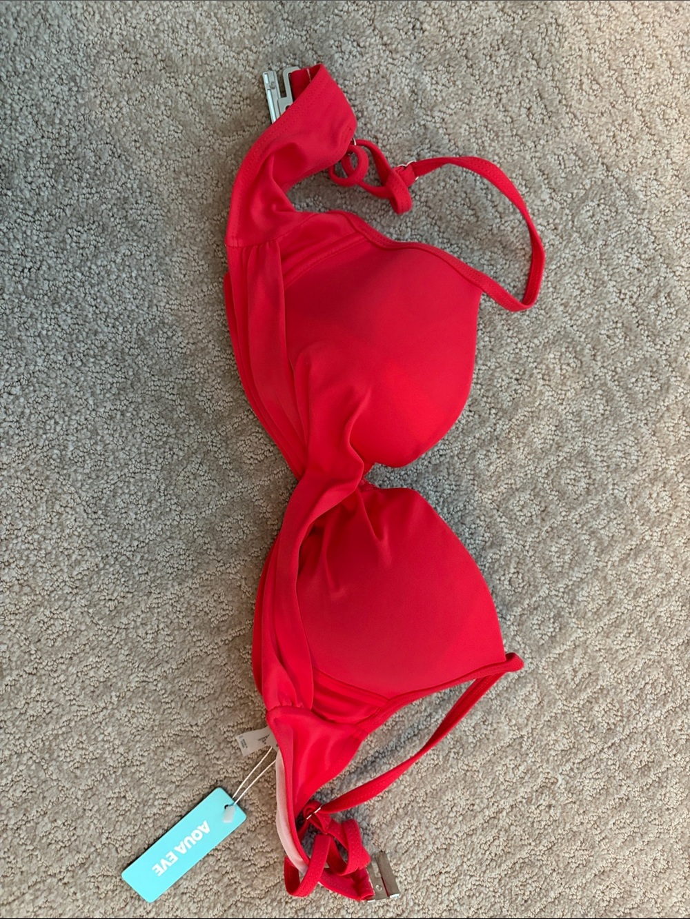 Aqua Eve Girls' Bright Red Padded Swim Bikini Top